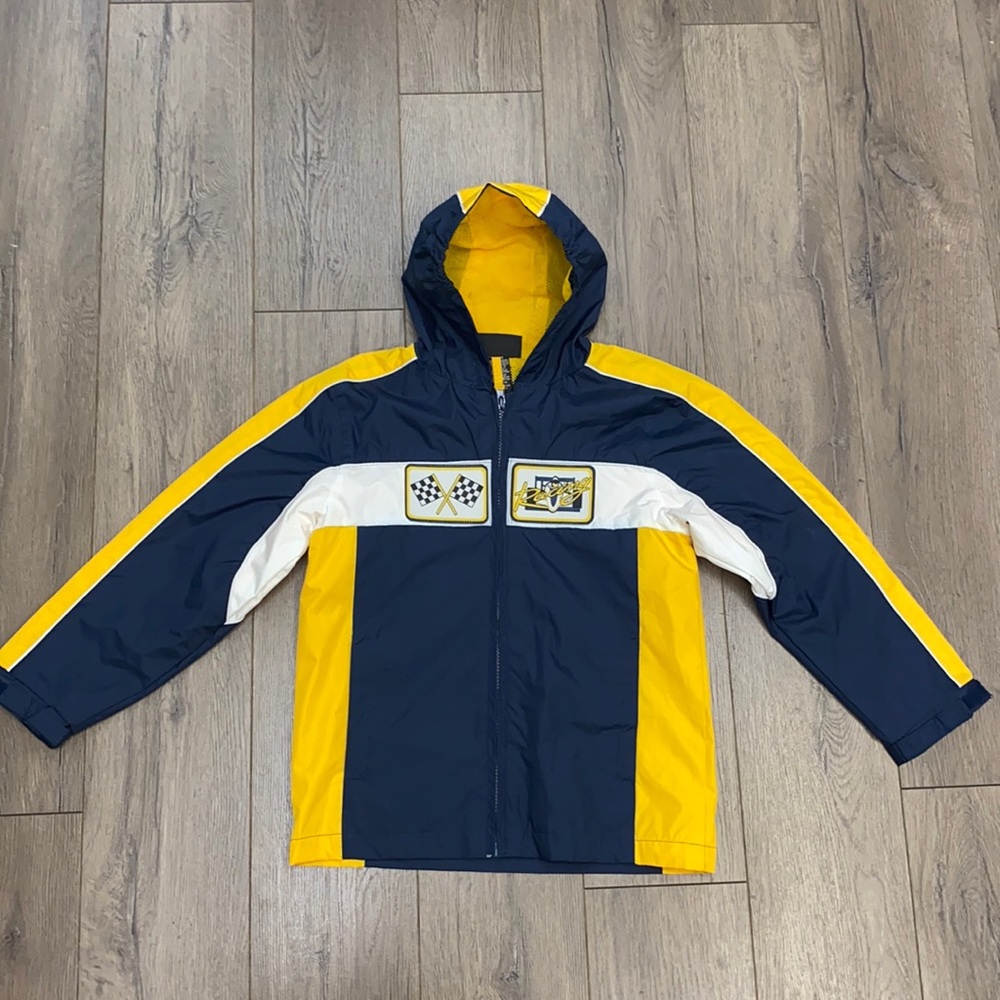 Athletech Boys Yellow/Blue Hooded Windbreaker Jacket